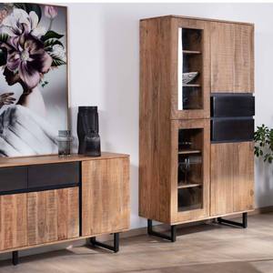 Vandana Autumn Texture acacia wood <b>sideboard</b> with glass doors and black drawers Bennett - Product Image 5