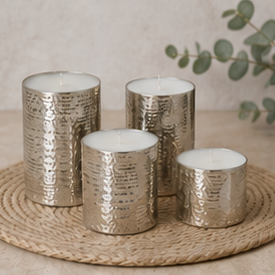 Silver Hammered <b>Candle</b> with Single <b>Wick</b> Scented Luxury Soy Wax Minimalist Decor new Gift Modern Tabletop Home Fragrance - Product Image 2