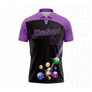 Custom Black Medium Purple Billiard Balls Performance Polo Shirt Embroidery Sublimation Moisture Wicking Golf <b>Bowling</b> Billiards - Product Image 2