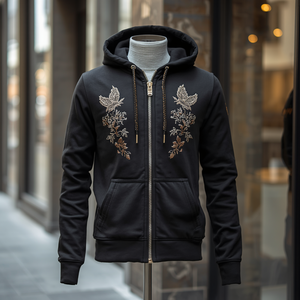 Sweat à capuche pour homme en coton lourd brodé, style streetwear décontracté, avec personnalisation OEM ODM - Product Image 2