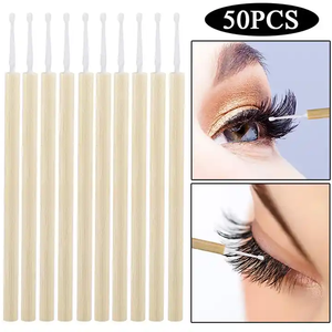 Bamboo Disposable <b>Micro</b> Brush Mascara Wand Swab for Eyelash <b>Extension</b> Makeup Brush Tool - Product Image 3