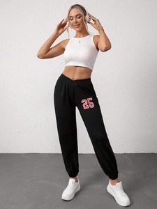 Pantalones de Pierna Recta de Cintura Alta para Mujer, Pantalones Casuales de Corte Holgado, Estilo Deportivo de Moda para Uso Diario - Product Image 2