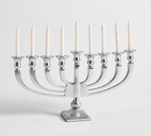 Modern Natural Stainless Steel Handmade Eco-Friendly Durable Menorah Candle Holder Metal Candelabra for Hanukkah <b>Table</b> - Product Image 3