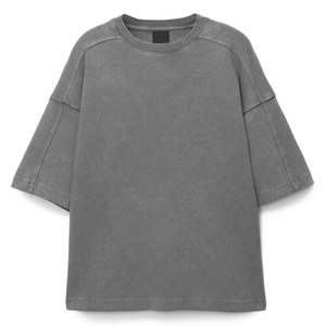 T-shirt en coton épais surdimensionné rétro personnalisé haut de gamme, coupe épaules tombantes, délavé à l'acide, effet soleil éclairé, unisexe - Product Image 5