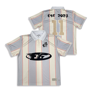 เสื้อฟุตบอลลายทางคลาสสิคสำหรับผู้ชาย ปี 2026 แขนสั้น คอปกพับได้ ระบายอากาศได้ดี ผลิตจากโพลีเอสเตอร์ ทรงปกติสำหรับผู้ใหญ่ - Product Image 2