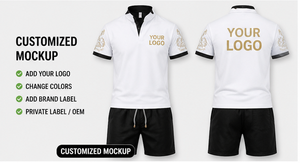 Custom Logo Summer Resort Casual <b>Set</b> Men <b>2</b> <b>Piece</b> Polo Shirt Shorts <b>Set</b> 100% Cotton Breathable Private Label OEM - Product Image 5