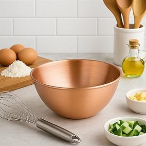 Bol mélangeur en cuivre, métal poli, design moderne, passe au lave-vaisselle, pour servir les aliments, usage domestique, bol à riz en cuivre, bol à curry en cuivre - Product Image 1