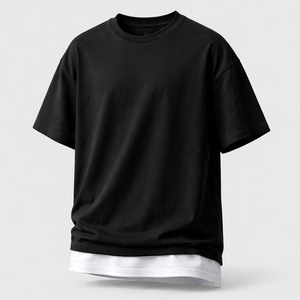 T-shirt Homme Oversize Superposé en Coton à Double Ourlet Style Streetwear Personnalisable – Vente en Gros - Product Image 1