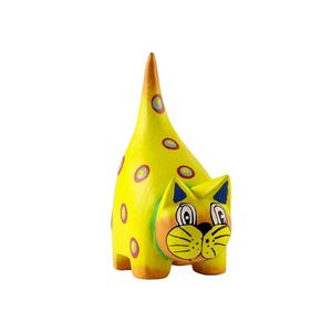 Figurine artisanale en bois d'albizia jaune en forme de queue de chat, peinte à la main, statue d'animal en bois, décoration rustique pour la maison, ornement de jardin, cadeau - Product Image 1