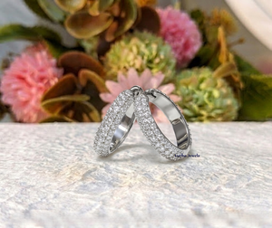 Pendientes de Aro de Lujo para Mujer, Plata de Ley 925, Chapados en Oro Rosa, con Moissanita de Corte Brillante y Perla de Agua Dulce, para Boda - Product Image 1