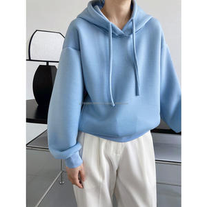 Sweat à capuche ample à épaules tombantes, logo personnalisé, polaire d'hiver, luxe, blanc, livraison gratuite, femme - Product Image 3