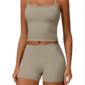 Conjuntos deportivos de dos piezas para mujer, ropa de gimnasio para correr, pantalones cortos de cintura alta que realzan los glúteos, conjuntos de yoga, ropa deportiva. - Product Image 1