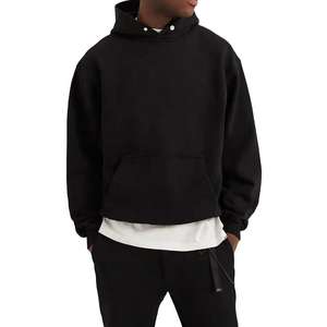 Sweat à capuche en molleton bouclette blanc pour homme, en coton épais, coupe ample et oversize, avec logo personnalisé et boutons-pression - Product Image 1