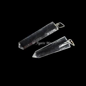 Pendentif en pierre semi-précieuse Rutile noir Cap en argent Crayon à facettes avec pendentif décoratif Fengshui en pierre précieuse de guérison - Product Image 2