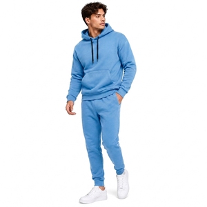 เสื้อแจ็คเก็ตสตรีทแวร์ผู้ชายสีฟ้าอ่อน ผ้าโพลีเอสเตอร์/คอตตอน มีฮู้ด ปิดด้วยกระดุม คอเสื้อมีเชือกผูก กระเป๋าข้าง เหมาะสำหรับฤดูหนาว - Product Image 1