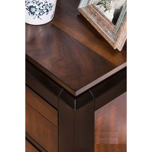 Table de chevet en bois massif à 2 tiroirs en noyer d'acacia Boutons carrés chromés Multitone Unique 1pc Table de chevet - Product Image 5