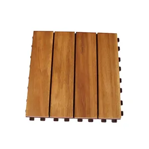 Wholesales Natural Acacia Wood Interlock Decking Tiles 4 Slats Easy Assembly Made In Vietnam High Quality