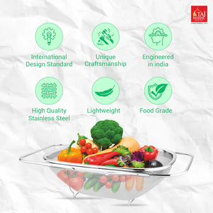 New Arrival SS <b>Sink</b> <b>Basket</b> With Mesh Reinforcement Protector Fruit Vegetable Strainer <b>Basket</b> Oval Mesh Colander - Product Image 3