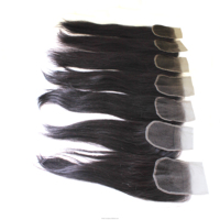 Closure de cheveux vierges vietnamiens naturels lisses de qualité supérieure Amella Transparent HD French/Lace Noir naturel pour revendeurs