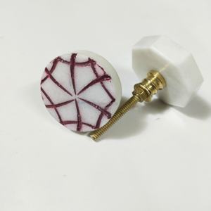 Tirador de cajón de armario verde martillado, Natural pomo de puerta de mármol, herrajes de Metal redondos rojos, tiradores y perillas para muebles de cocina - Product Image 6