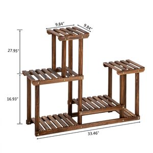 Estante Vertical de Madera Carbonizada de 4 Niveles y 7 Plazas, Multifuncional, para Exhibición de Flores y Soporte para Plantas - Product Image 2