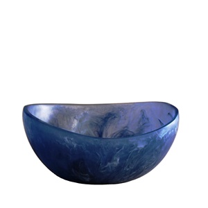 Bol de service en résine polie bleu de forme organique, fait à la main, vaisselle décorative, écologique, style américain, pour fête, compatible lave-vaisselle - Product Image 1