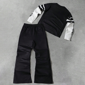 Streetwear Manufacturer Casual <b>Men's</b> Tracksuits Custom Lettering Digital Printing <b>Men's</b> Long Sleeve T-shirt and Sweatpants Set - Product Image 2