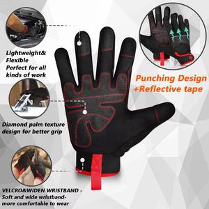 Guantes de Trabajo de Cuero para Mecánicos, Guantes de Trabajo Resistentes de Cuero para Mecánicos - Product Image 4