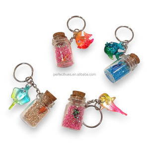 Bottle Keychain With Sand And Scroll Inside <b>Cute</b> Animal Dolphin Plastic <b>Keyring</b> Gift - Product Image 2