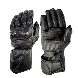 Genuine Leather Unisex Custom Cafe Racer Full Finger Motorcycle Riding <b>Gloves</b> <b>Touch</b> <b>Screen</b> Perforated Distressed Style - Product Image 3