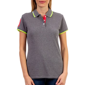 WHOLESALE Women 100%Cotton Polo T Shirt With Patch Logo for Ladies Polo Golf Polo T Shirt - Product Image 4