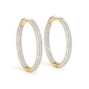 1.00 TCW Natural Round Brilliant Cut Diamond Hoop Earrings 14K Yellow Gold Prong Set Classic Luxury Engagement Jewelry for Women - Product Image 3