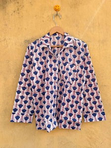 Conjunto de Pijama de Algodón Tejido con Estampado Floral, Manga Larga, Cintura Elástica, Cuello Camisero, Ropa de Dormir Informal de Verano para Mujer - Product Image 2