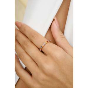 14K Solid Gold Multi Sapphire <b>Stacking</b> Eternity <b>Ring</b> for Women - Product Image 3