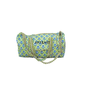 Cotton Quilted Floral Printed Lightweight Zipper Portable Duffle Shoulder <b>Bag</b> <b>Overnight</b> Luggage Large Travel Holiday - Product Image 3