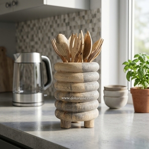 Porte-cuillères multifonctionnel personnalisable en bois de tamarin antique, fait main, écologique, durable, en forme de donut, pour la cuisine - Product Image 5