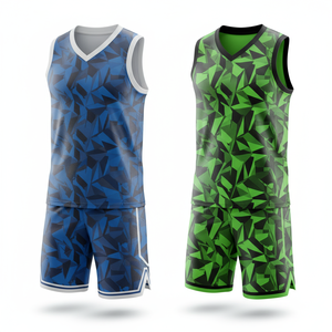 Custom Sublimation Basketball Uniform Set | Breathable Quick Dry Team Jersey Shorts Cracked Pattern Design 100% Polyester - Product Image 3