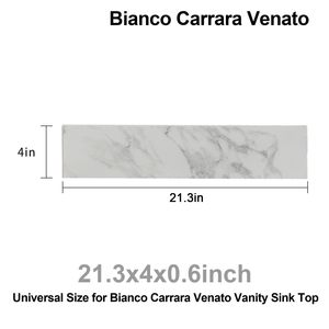 Revestimiento Lateral de Piedra de Mármol Sintético Bianco Carrara para Lavabo de Baño de 22''x 4'', Encimera de Lavabo Wena de Alta Calidad para Baños - Product Image 6