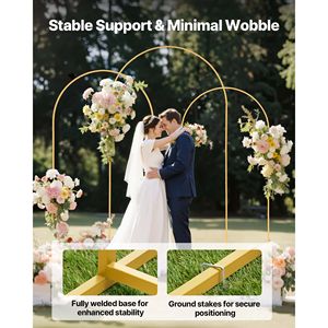 Set of 3 Stable Structure Easy Assembly Gold Metal Arch <b>Backdrop</b> <b>Stand</b> 8/7.2/6.6ft for Wedding & Birthdays - Product Image 4