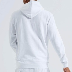 Survêtement à capuche streetwear blanc pour homme avec imprimé tête de mort et motif textuel effet gouttelettes, manches longues, coupe droite, tenue décontractée d'automne - Product Image 4