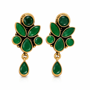 Mejor Precio Pendientes Colgantes de Plata Oxidada Bañados en Oro con Engaste de Bisel y Piedra de Resina Verde, Estilo Vintage Unisex para Fiesta, Proveedor Mayorista - Product Image 1