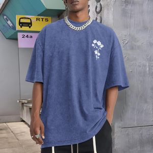 เสื้อยืดสโตนวอช แอซิดวอช ผ้าฝ้าย 100% เสื้อยืดโอเวอร์ไซส์พิมพ์ลายสำหรับผู้ชาย ผู้จำหน่ายเสื้อยืดผ้าฝ้ายหนาพิมพ์ลายแอซิดวอชสำหรับผู้ชาย - Product Image 2