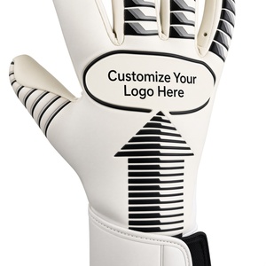 Gants de gardien de but de football personnalisables en cuir PU blanc, fermeture auto-agrippante, antidérapants et respirants - Product Image 1