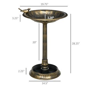 Vasca per Uccelli Decorativa in Bronzo Anticato da 28 Pollici con Piedistallo e Statue di Uccelli per Ornamento del Giardino e Alimentazione degli Uccelli - Product Image 3