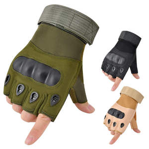Gants de paintball demi-doigts en silicone et polyester de haute qualité, poignées antidérapantes, sangle de poignet réglable, personnalisables pour l'extérieur - Product Image 1