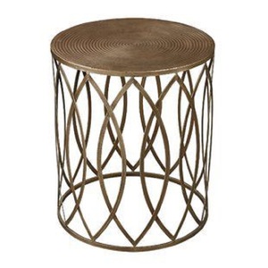 Mesa Auxiliar de Aluminio de Alta Calidad, Mueble de Primera Calidad con Detalles Metálicos, Otomana para Sala de Estar, Hogar u Hotel, en Latón - Product Image 4