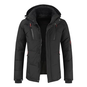 Veste matelassée technique bleue personnalisée pour homme, vente en gros, à capuche, multi-poches, manteau bulle chaud rembourré, veste d'extérieur d'hiver, OEM - Product Image 6