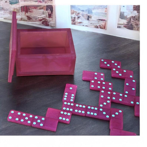 Jeu de dominos en résine animaux, écologique, de luxe, de collection, fait main, unique, durable, robuste, poli, rose, personnalisé - Product Image 5