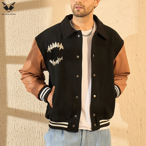 Vestes de baseball universitaires tendance pour l'extérieur, avec fermeture à boutons pression et poches, doublure en polyester, coupe classique - Product Image 3