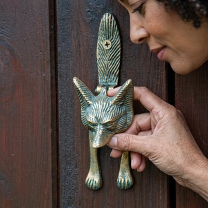 <b>Beads</b> Art Traditional Cast Iron Fox <b>Door</b> Knocker Intricate Design Eco-Friendly Waterproof Self-Adhesive Installation Durable - Product Image 4